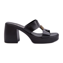 Zazoo 40419 női bőr papucs kivágásokkal és díszítéssel, fekete