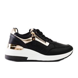 Fekete áttört Danai wedge tornacipő Fekete áttört Danai wedge tornacipő