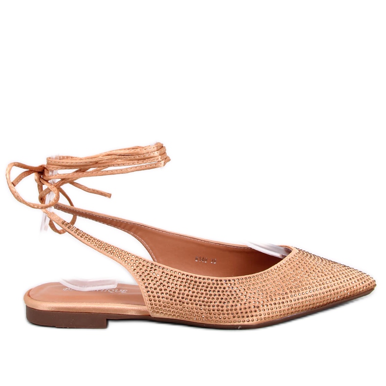 Vonda Champagne strasszos nyitott sarkú balerinák aranysárga