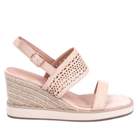 Debeve Beige ék alakú espadrill szandál bézs