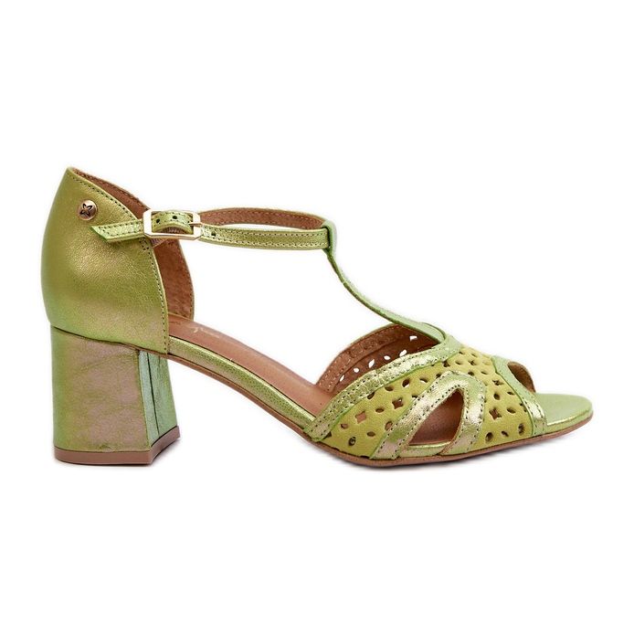 Női bőr szandál magas sarkú Maciejka 06551-09 Lime zöld