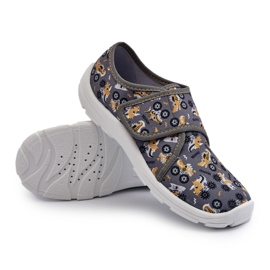 Kényelmes fiú papucs tépőzárral Befado 974Y552 Grey szürke