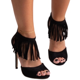 Black Molines magas sarkú szandál fekete