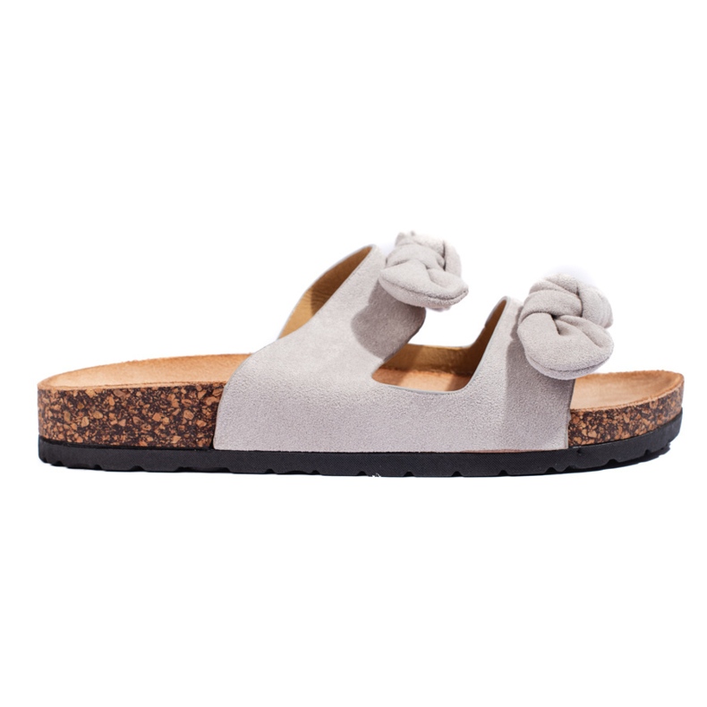 Női szürke velúr papucs parafával