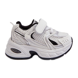 Gyermek tépőzáras tornacipő, fehér és fekete Ephona