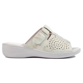 Női áttört flip-flop kényelmes ékkel szürke