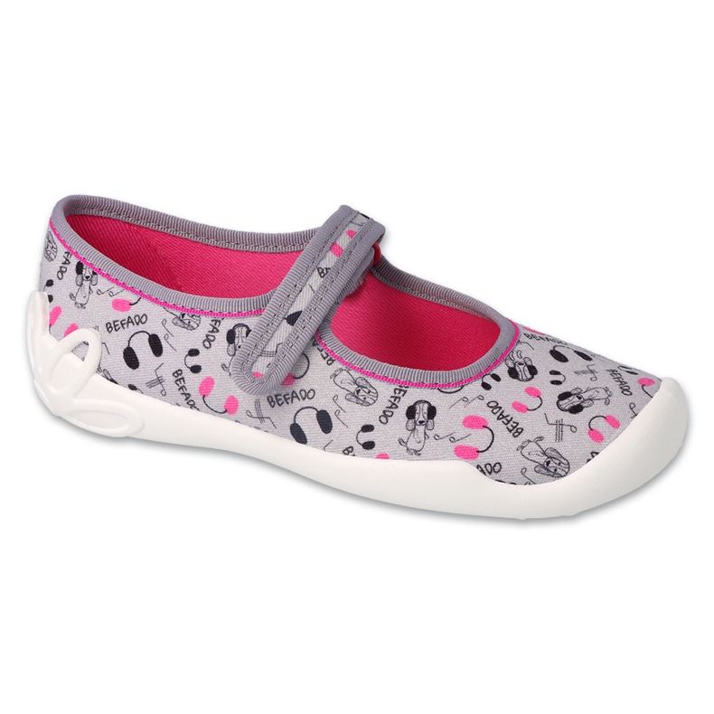 Befado gyerekpapucs 114Y520 szürke, színes applikációkkal