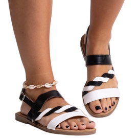 Fehér és fekete eko bőr szandál az Asfoure-tól Fehér és fekete eko bőr szandál az Asfoure-tól