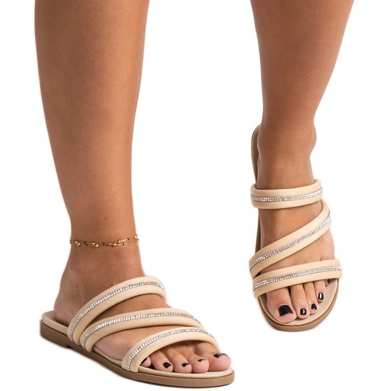 Martinela bézs öszvérek strasszokkal