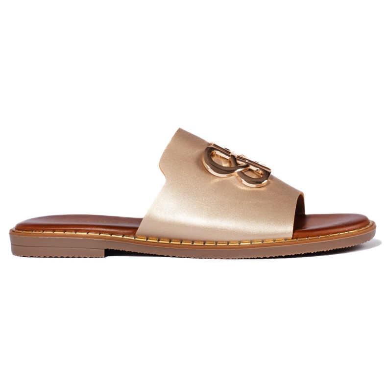 Arany női papucsok díszítéssel aranysárga