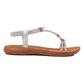 Ezüst lapos csillogó szandál