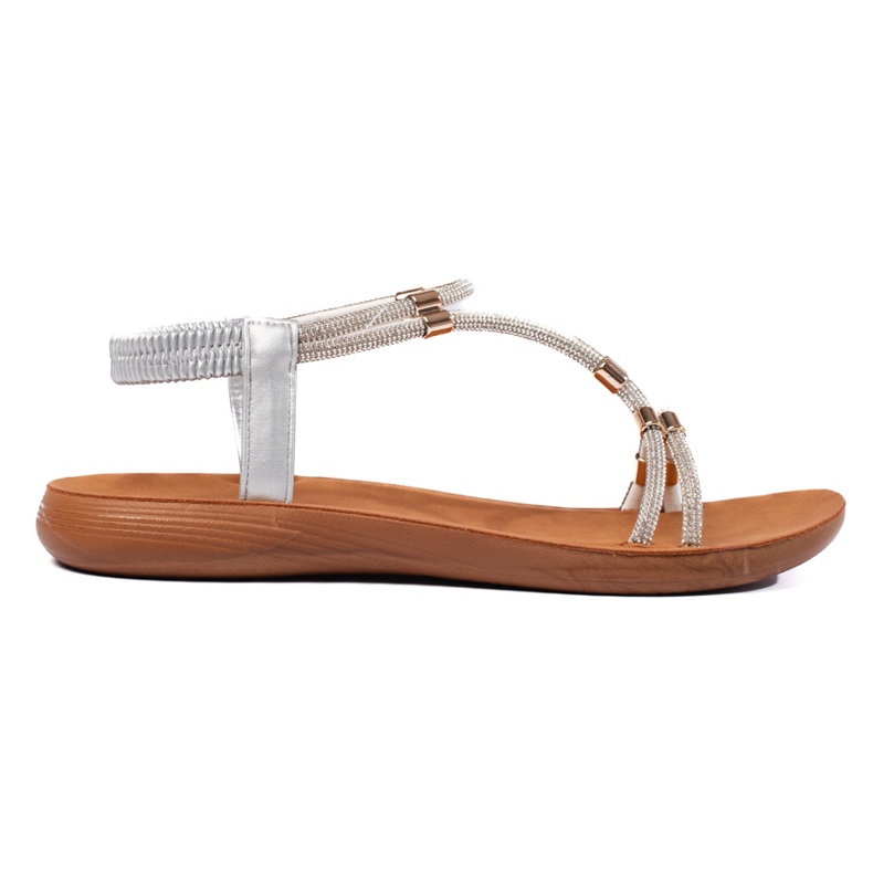 Ezüst lapos csillogó szandál