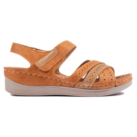 Női barna tépőzáras szandál