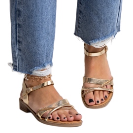 Arany magas sarkú szandál Elanoria cirkóniákkal aranysárga