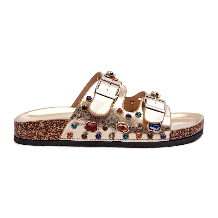 Díszített női papucs csatokkal S.Barski MY121 Gold aranysárga