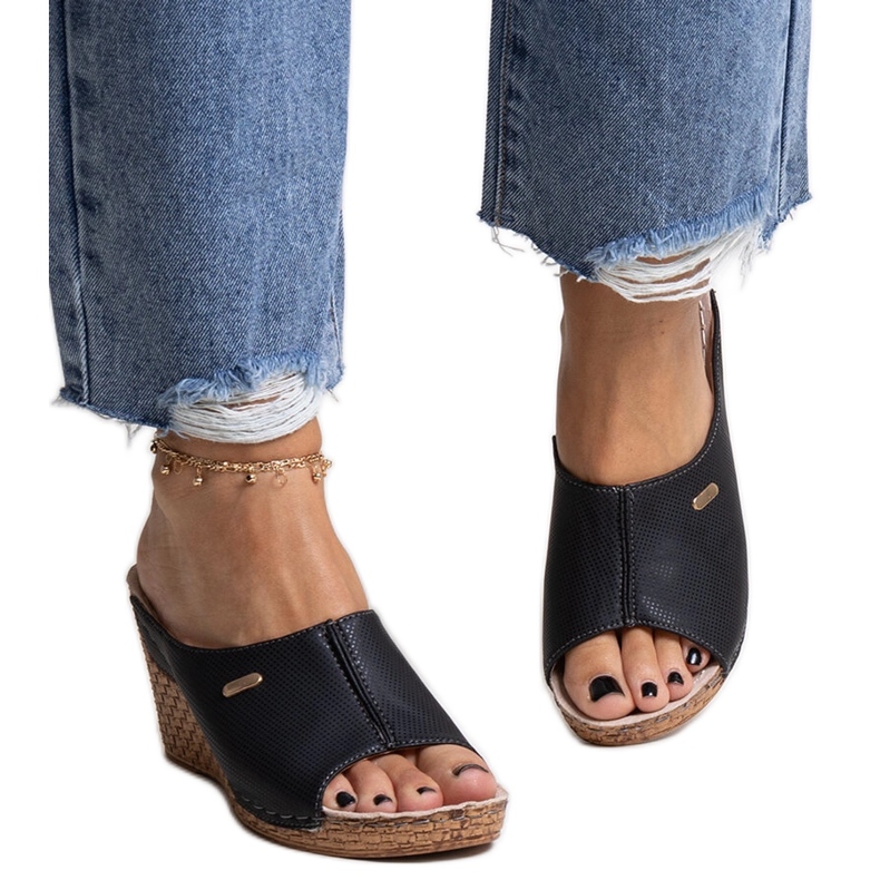 Fekete ékszandál Penelopina ökobőrből