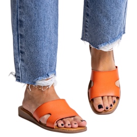 Öko bőrből készült narancssárga flip-flop a Kajetana-tól