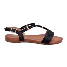 Női lapos szandál pánttal S.Barski KV27-010 Fekete Női lapos szandál pánttal S.Barski KV27-010 Fekete