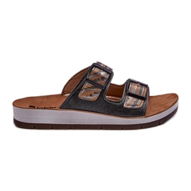 Kényelmes női papucs csatokkal Inblu CP000045 fekete