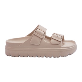 EVento Női bézs Melorea hab papucsok a platformon