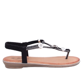 Loties Black cirkóniákkal díszített szandál fekete