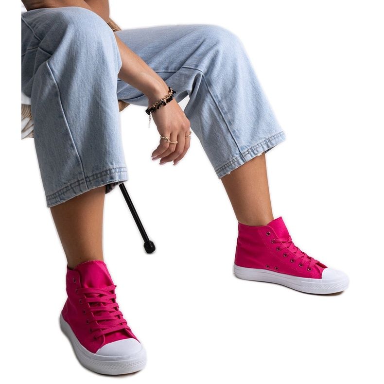 Bez marki Sötét rózsaszín Ghanem magas szárú tornacipő