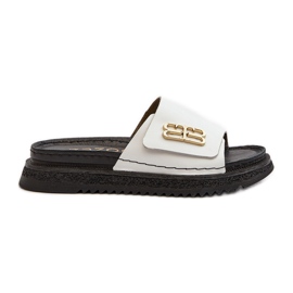 Zazoo 50101 női bőr papucsok platformon, fehér