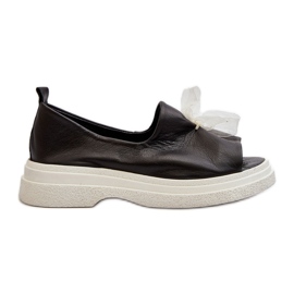 Zazoo 2939 női bőr szandál masnival, fekete