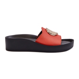 Zazoo 2920 női bőr ékflip-flip arany részletekkel, narancssárga