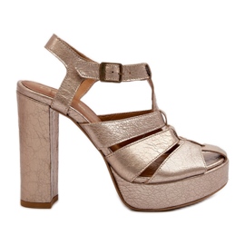 Női magassarkú szandál, bőr Maciejka 06050-25 arany aranysárga