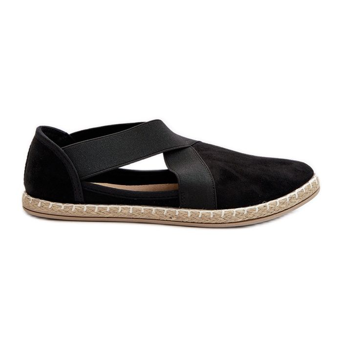 Női espadrillek elasztikus pántokkal Eco Suede Black Phaedrana fekete