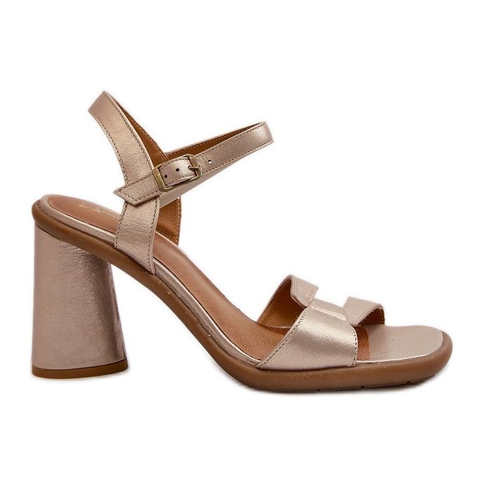 Bőr szandál magas sarkú Maciejka 06029-25 arany aranysárga