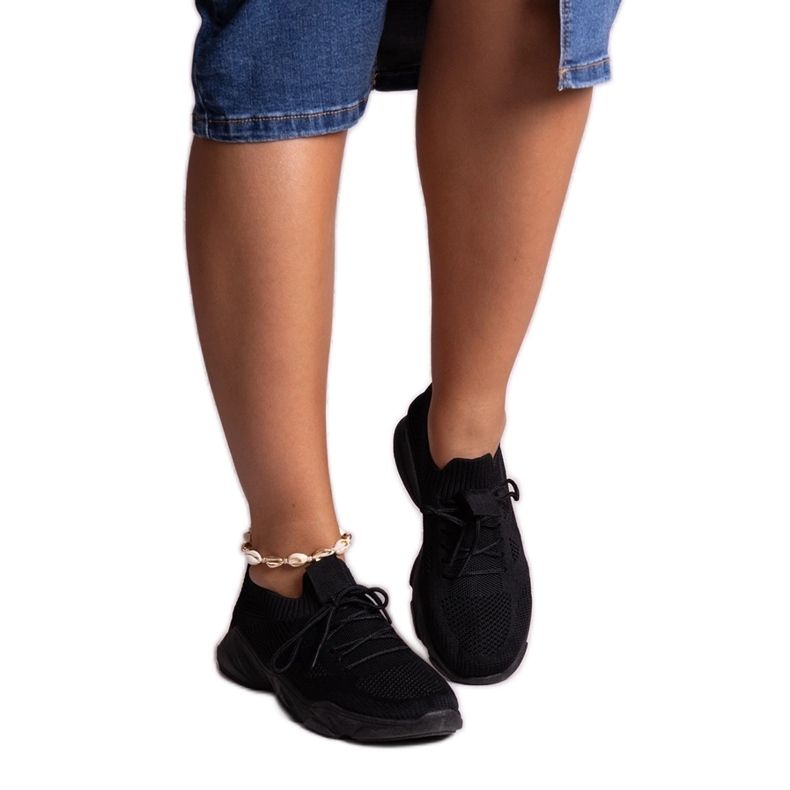 Madi fekete szövet tornacipő