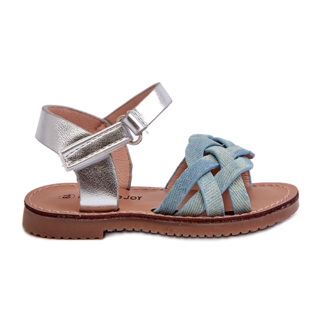 Kék színű gyerekszandál tépőzárral és átszőtt pántokkal