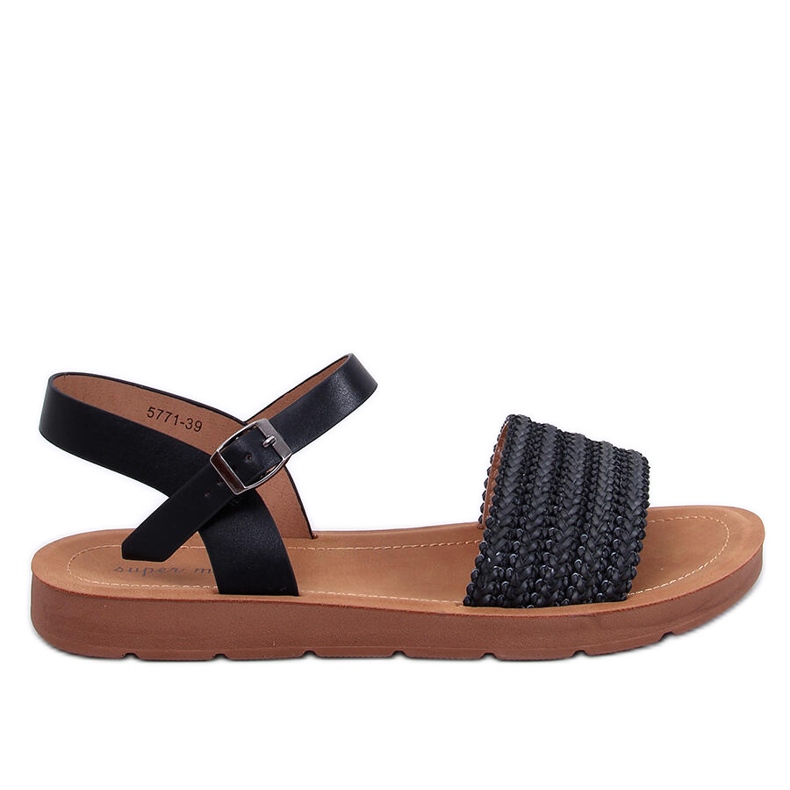 Salinon Fekete boho stílusú szandál