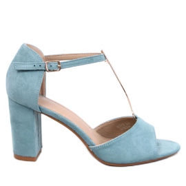 Ferdi Green magas sarkú szandál arany díszítéssel kék