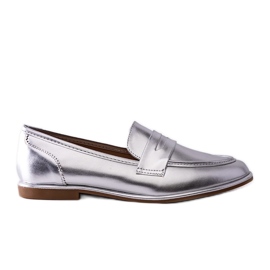 Pálinka ezüst metál mokaszinok