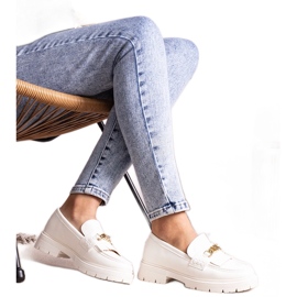 Bez marki Anielania fehér cipő arany csattal