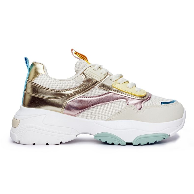 Női sportcipő vastag talppal aranysárga