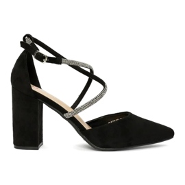 Velúr fekete pumpák flitterekkel