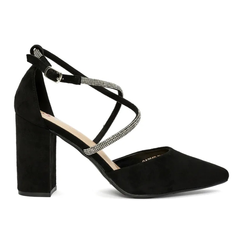 Velúr fekete pumpák flitterekkel