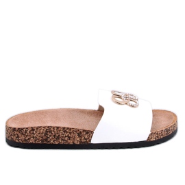 Ibanei Fehér parafa papucs strasszokkal