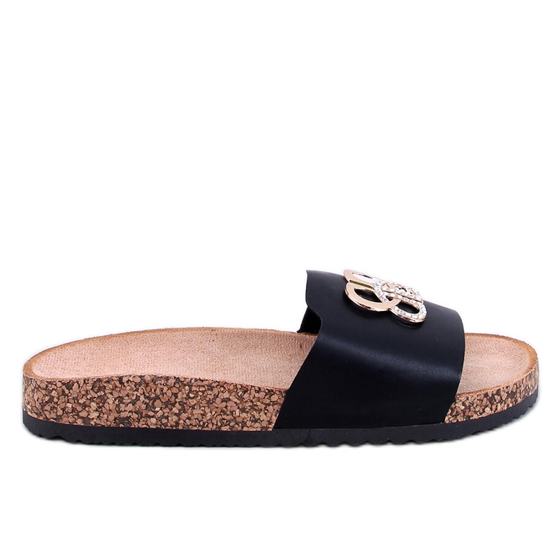 Ibanei Fekete parafa papucs strasszokkal