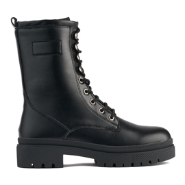 Fekete női fűzős munkáscsizma