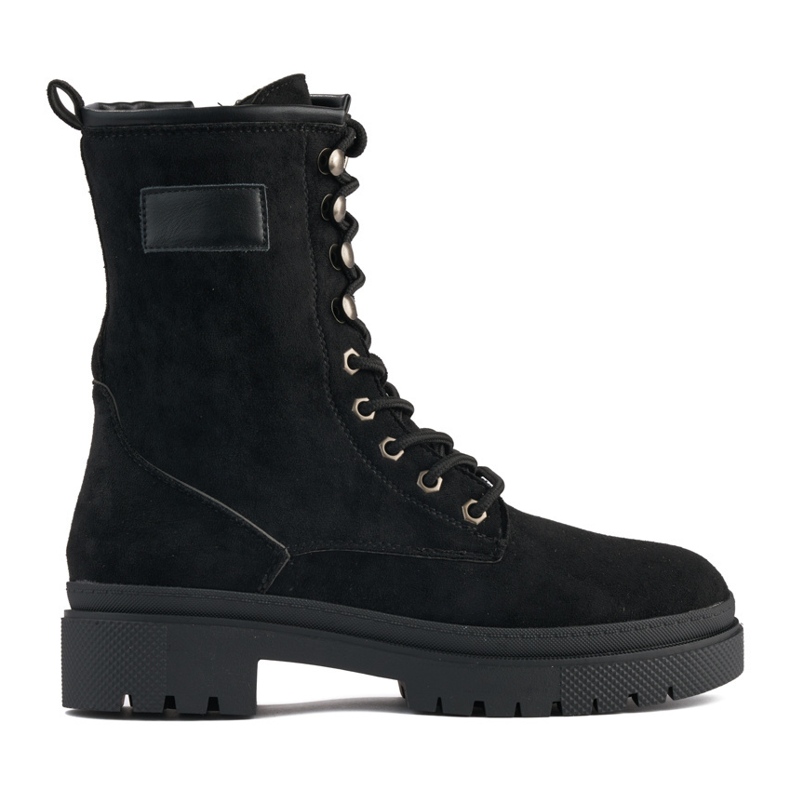 Fekete velúr női munkáscsizma