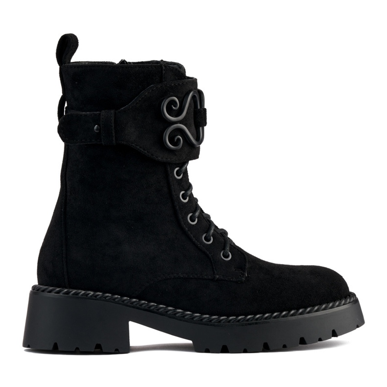 Női velúr fekete munkáscsizma