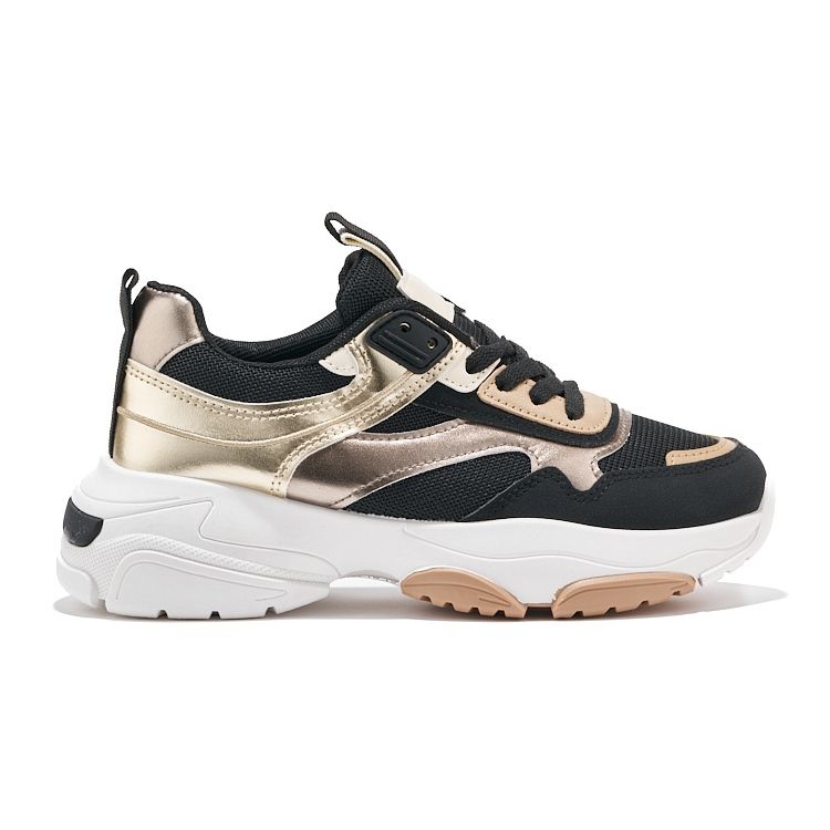 Fekete-arany tornacipő vastag talppal