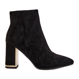 Női magas sarkú bokacsizma, cipzárral rögzítve, hőszigetelt, Eco Suede, fekete Mevair