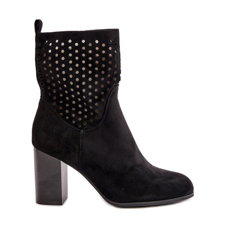 Női magassarkú bokacsizma, cipzárral rögzítve, fekete Meriadne