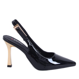 Mariot Black lakksarkú nyitott sarokkal fekete